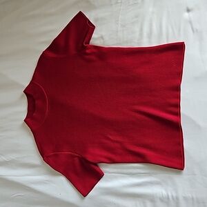St. John Red Short Sleeve Sweater Top Size Medium